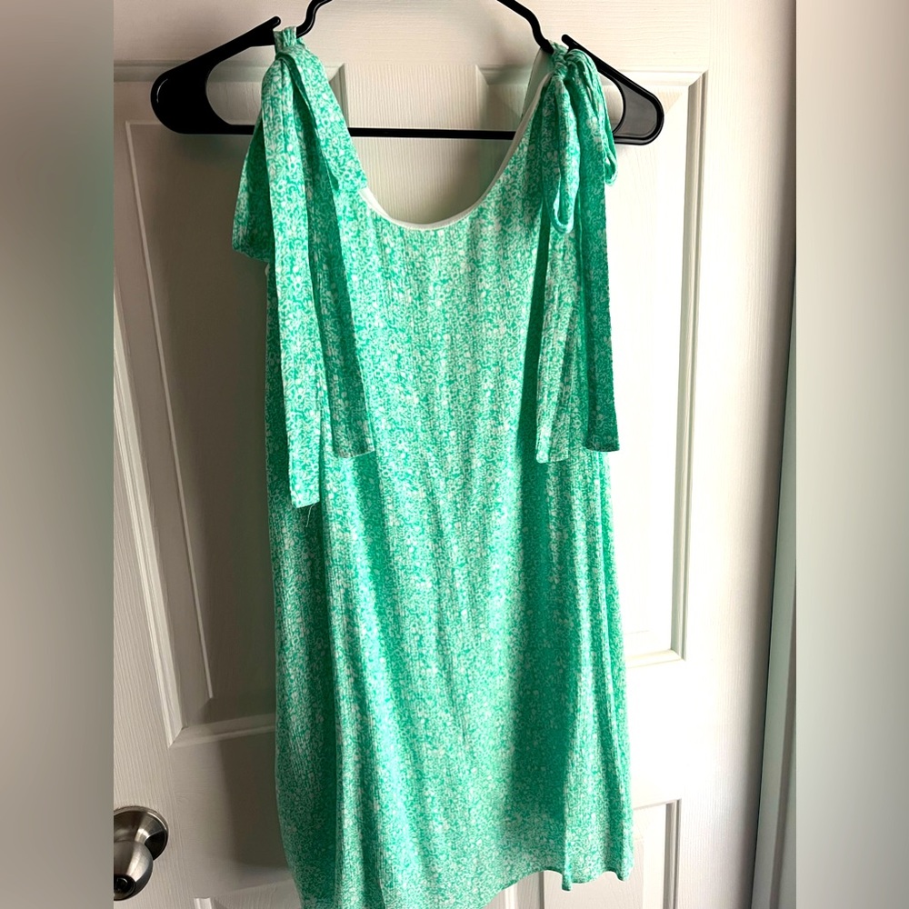 Green and White Aura Mini Sundress